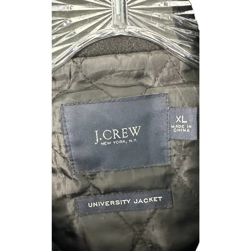 J.Crew Men's Black Wool Thinsulate Work University Overcoat Trench Coat Size‎ XL
